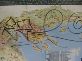 Grecia: Harta Greciei de N si a Peninsulei Halkidiki cu cele 3 brate