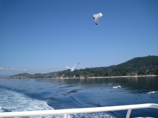 Grecia, cu vaporul pe langa Muntele Athos