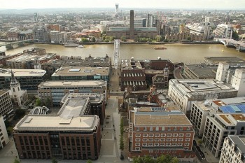 Panorama din Catedrala Sf. Paul (catre est) - Milenium Bridge si Tate Modern