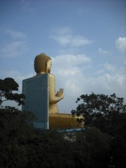 Statuia lui Buddha vazuta din spate