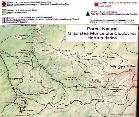 Harta Sarmizegetusa Regia, cetati dacice in muntii Orastiei