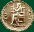 Moneda din timpul lui Adrian, statuia lui Zeus