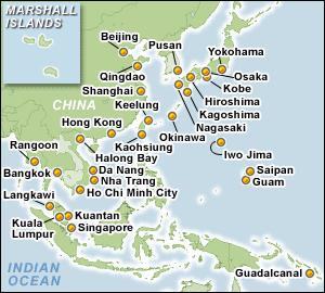 Harta Coaziere in Asia
