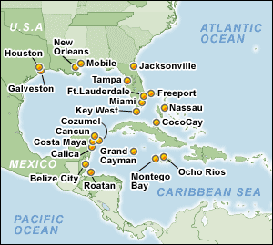 Harta Itinerar Croaziere Caraibe Vest